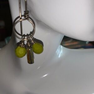 Elegant Silver and green faceted glass beads Dangle Earrings